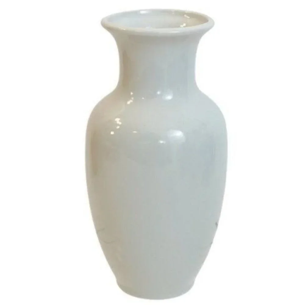 Porcelain Pottery Iris Floral Vase Made in Japan raised white paint outline 6”